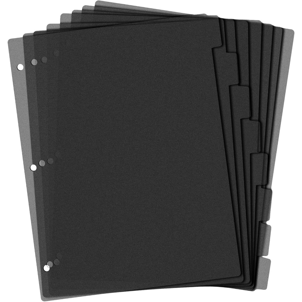 Index Tab Divider - 8 черных пластиковых разделителей для папок