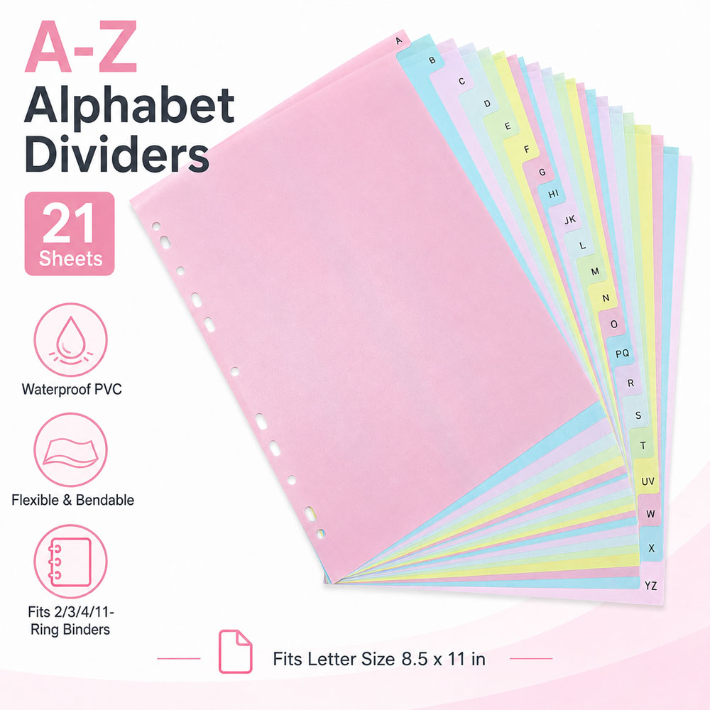 Index Tab Divider - 21-листовые разделители для папок с алфавитным